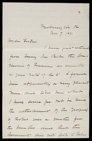 Thomas Lincoln Casey to General Silas Casey, November 7, 1871