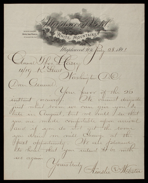 Ainslie & Webster to Thomas Lincoln Casey, July 28, 1891