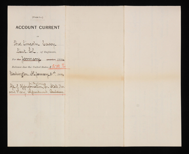 Accounts Current of Thos. Lincoln Casey - January 1884, January 31, 1884