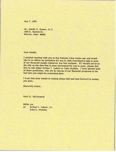 Letter from Mark H. McCormack to Adolfo D. Games