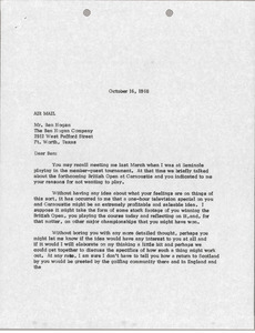 Letter from Mark H. McCormack to Ben Hogan