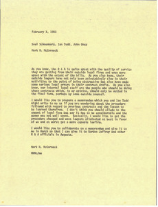 Memorandum from Mark H. McCormack to Saul Schoenberg, Ian Todd, John Oney