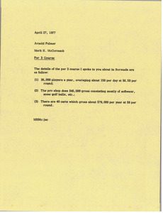 Memorandum from Mark H. McCormack to Arnold Palmer