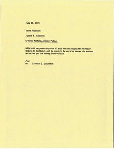 Memorandum from Judith A. Chilcote to Tony Rogliano