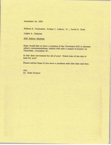 Memorandum from Judith A. Chilcote to William H. Carpenter, Arthur J. Lafave, David A. Rees