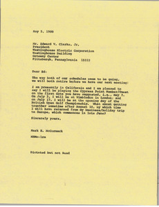 Letter from Mark H. McCormack to Edward V. Clarke