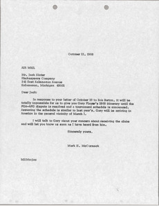 Letter from Mark H. McCormack to Shakespeare Company