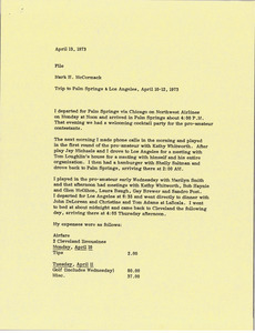 Memorandum from Mark H. McCormack concerning his recent trip to Palm Springs and Los Angeles