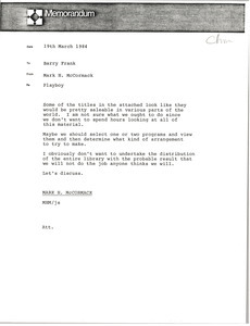 Memorandum from Mark H. McCormack to Barry Frank