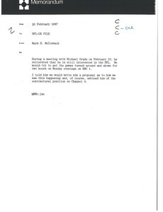 Memorandum from Mark H. McCormack to NFL-UK file