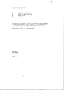 Fax from Mark H. McCormack to William Carpenter