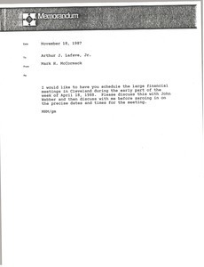 Memorandum from Mark H. McCormack to Arthur J. Lafave