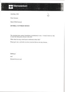 Memorandum from Mark H. McCormack to Peter German