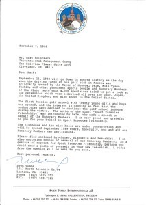 Letter from Sven Tumba to Mark H. McCormack
