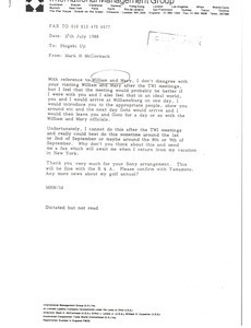 Fax from Mark H. McCormack to Fumiko Matsuki