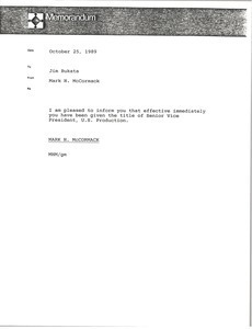 Memorandum from Mark H. McCormack to Jim Bukata