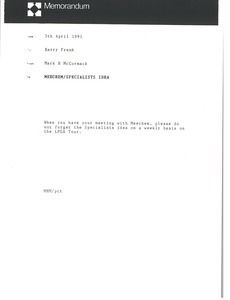 Memorandum from Mark H. McCormack to Barry Frank