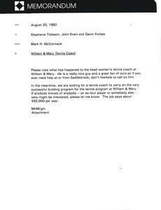 Memorandum from Mark H. McCormack to Stephanie Tolleson, John Evert and Gavin Forbes