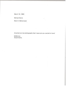 Memorandum from Mark H. McCormack to Michael Storrs