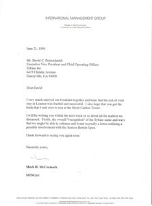 Letter from Mark H. McCormack to David C. Peterschmidt