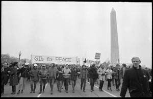 G.I.s for Peace march against the Vietnam War, the Washington Monument in the background: Counter-inaugural demonstrations, 1969