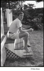 John Updike portrait on steps
