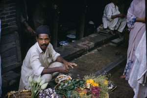 A flower seller on market day