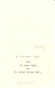 Thank you note from Jones family and Bennett College family to W. E. B. Du Bois