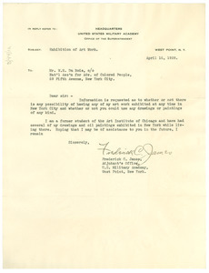 Letter from Frederick C. James to W. E. B. Du Bois