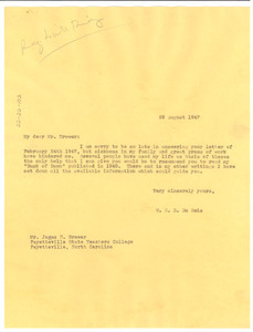 Letter from W. E. B. Du Bois to James H. Brewer