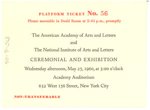 Annual ceremonial platform ticket