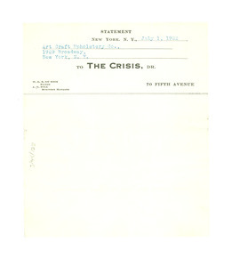 Invoice for one copy of The Crisis