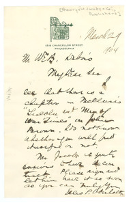 Letter from George W. Jacobs & Co. to W. E. B. Du Bois