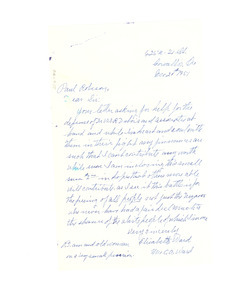 Letter from Elizabeth Ward to National Committee to Defend Dr. W. E. B. Du Bois and Associates in the Peace Information Center