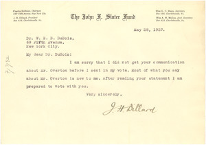 Letter from J. H. Dillard to W. E. B. Du Bois