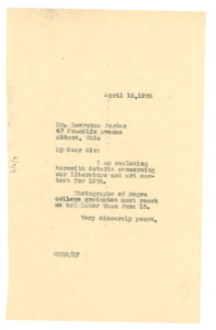 Letter from W. E. B. Du Bois to Lawrence Jordan