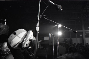 New Riders of the Purple Sage opening for the Grateful Dead at Sargent Gym, Boston University: John 'Marmaduke' Dawson playing acoustic guitar