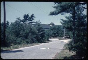 Looking down West Street to intersection with Franklin Street and Duxbury Cranberry Company screen house