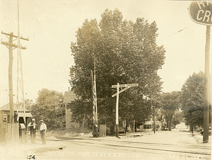 Northeasterly corner, Park Street at railroad crossing