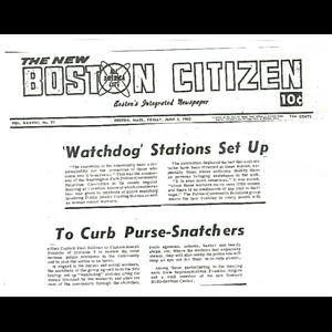 Photocopy of the New Boston Citizen article, 'Watchdog' stations set up to curb purse snatchers
