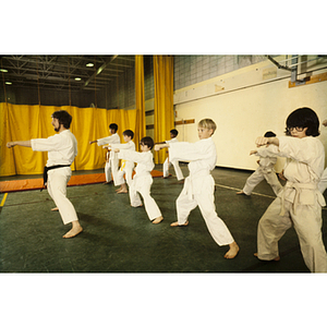 Group of students practicing martial arts