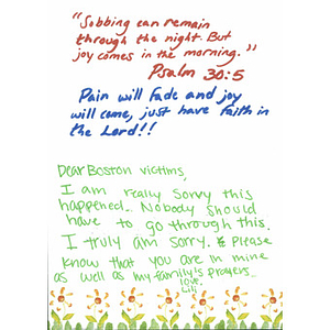 Card from child in San Antonio, Texas