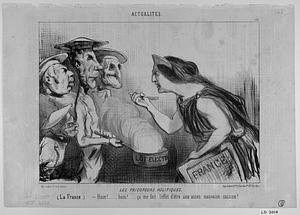 Les FRICOTEURS POLITIQUES. (La France.) - Hum!.... hum!.... ça me fait l'effet d'être une assez mauvaise cuisine!