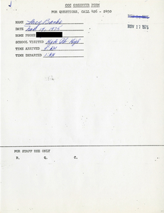 Citywide Coordinating Council daily monitoring report for Hyde Park High School by Lucy Banks, 1975 November 14