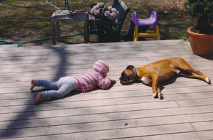 Laying on the porch