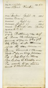 Tewksbury Almshouse Intake Record: Austin, Moses