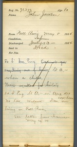 Tewksbury Almshouse Intake Record: Jackson, John
