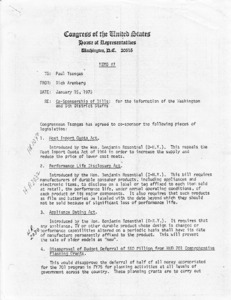 Memo #7: Re: Co-sponsorship of Bills: for the information of the Washington and 5th District staffs