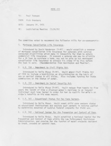 Legislative Meeting (1/30/1975) Memo #19
