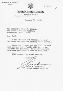 Letter from Frank H. Murkowski to Paul E. Tsongas
